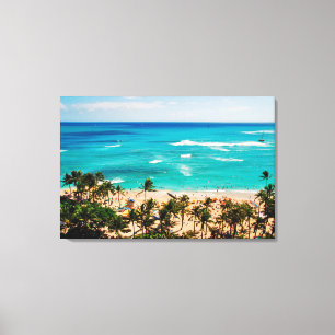 Toile Vue surélevée de la scène de Waikiki Beach, Honolu
