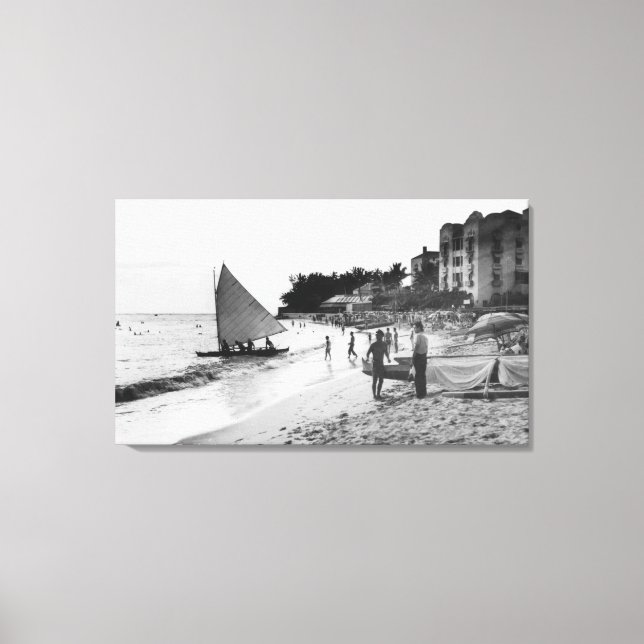Toile Waikiki Beach et Bateaux Honolulu (Recto)