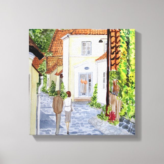 Toile Walking Home Peinture acrylique danoise (Recto)