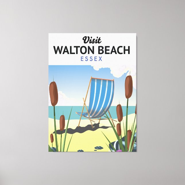 Toile Walton Beach, Essex Affiche de voyage en bord de m (Recto)