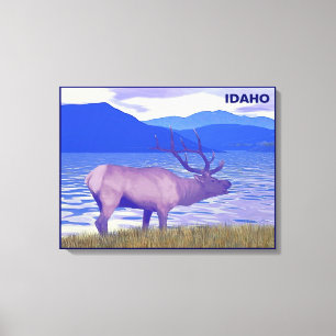 Toile Wapiti (Elk) Sur Le Lac