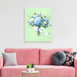 Toile Watercolor Botanical Floral Hydrangea