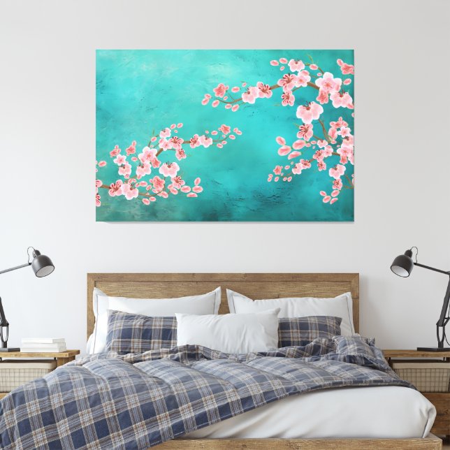 Toile Watercolor Cherry Blossoms (Insitu(Chambre))