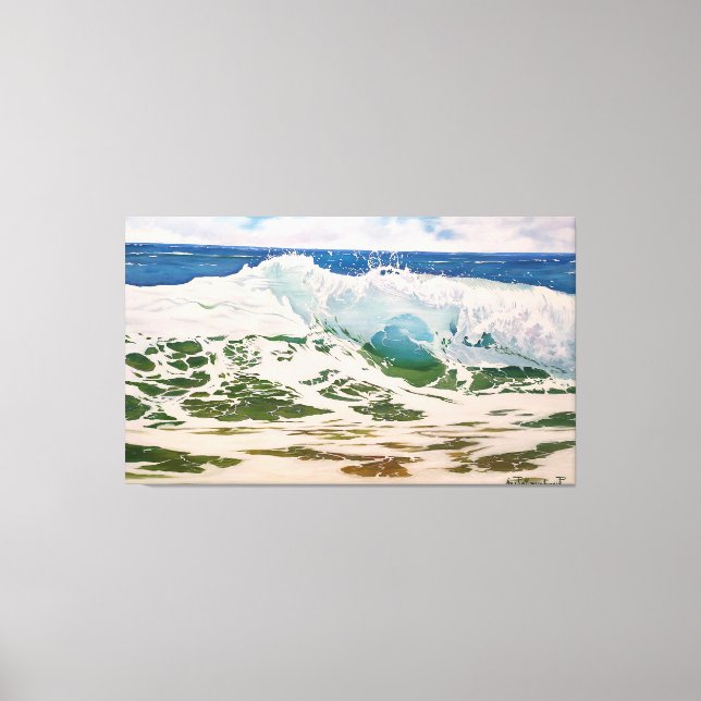 Toile Wave Crash on the Shore: Realistic Seascape  (Recto)