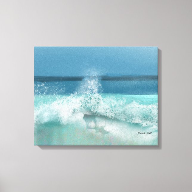 Toile Wave Ocean Scene Blue Sky Beach Decor (Recto)