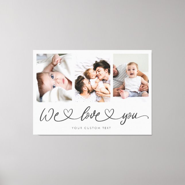 Toile We Love You Modern Heart Script Photo Collage (Recto)