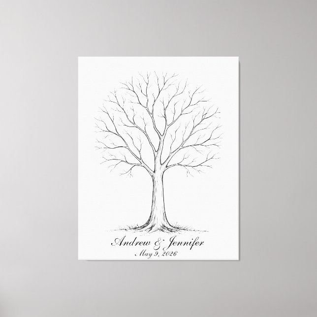 Toile Wedding Fingerprint Tree Guest Book Alternative (Recto)