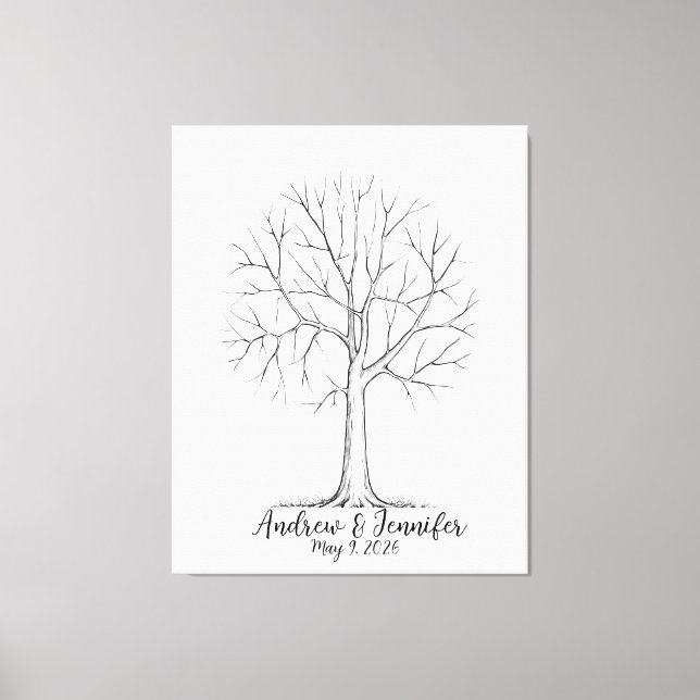 Toile Wedding Fingerprint Tree Guest Book Alternative (Recto)