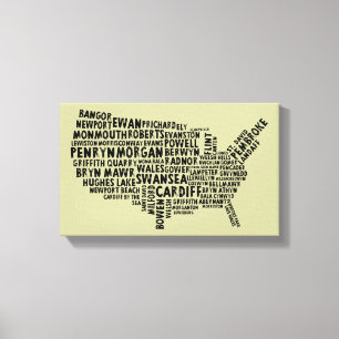 Toile Welsh Placenames American Map Canvas Print