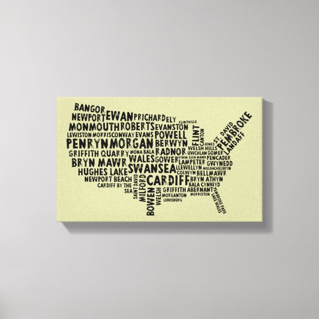 Toile Welsh Placenames American Map Canvas Print (Recto)