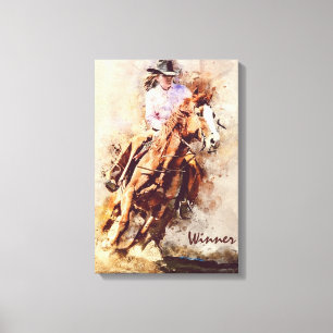 Toile Western Art, Cowgirl Horse, Gagnante