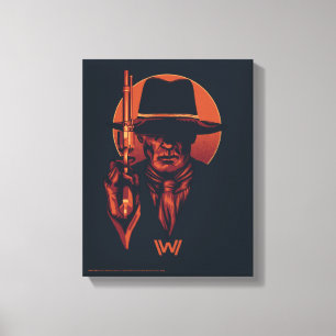 Toile Westworld   Homme en noir avec révolver