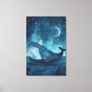 Toile Whale Dreamscape Sous La Nuit Étincelante