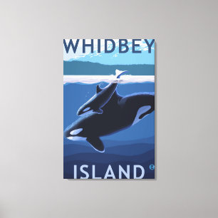 Toile Whidbey Island, Washington Orca et Calf