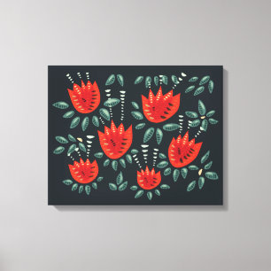 Toile Whimsical Red Tulips Floral Art - Printemps Abstra
