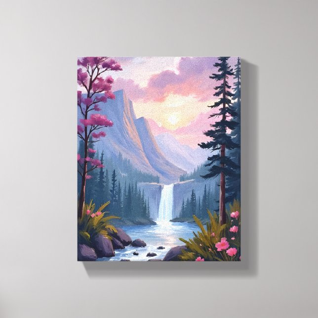 Toile Whimsical Waterfall | Magical Floral Landscape (Recto)