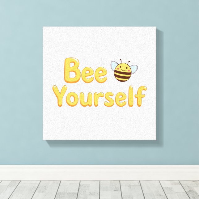 Toile Whimsical Yellow Bumblebee and Quote (Insitu (Plancher de Bois))