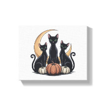Whimsigothique Chats noirs Citrouille Lune Hallowe