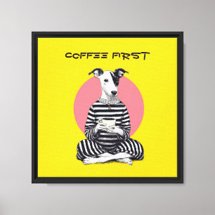 Toile Whippet Coffee Time – Chien Ancien Excentrique