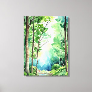 Toile Whispering Woods : une scène d'aquarelle