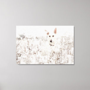 Toile White German Shepherd in the Snow