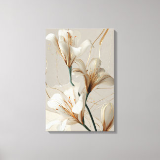 Toile White Lily Gold Minimalist Elegant Neutral