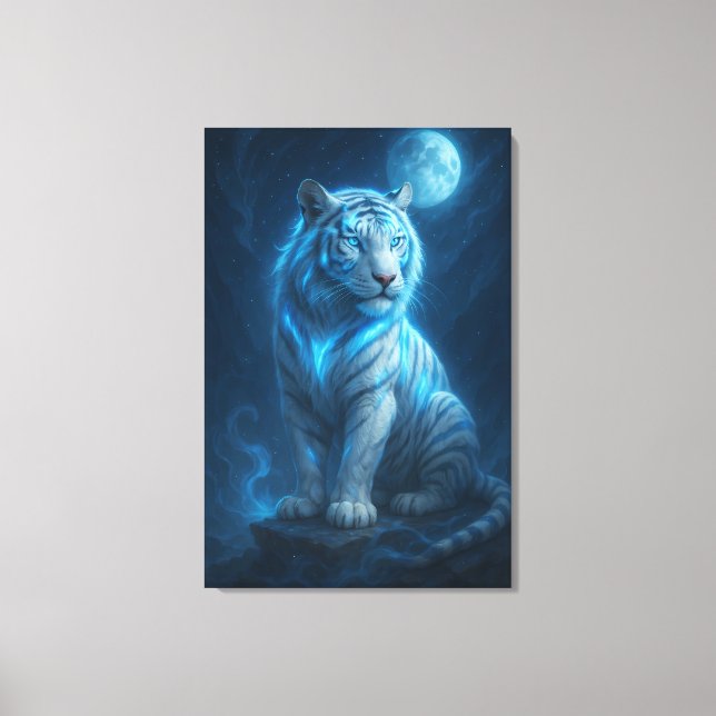 Toile White Tiger – Moonlit Mystical Scene | ManJiangHon (Recto)