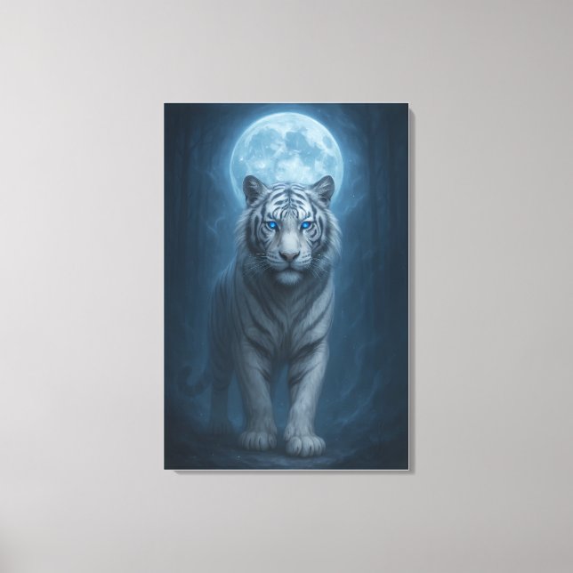 Toile White Tiger – Moonlit Mystical Scene | ManJiangHon (Recto)
