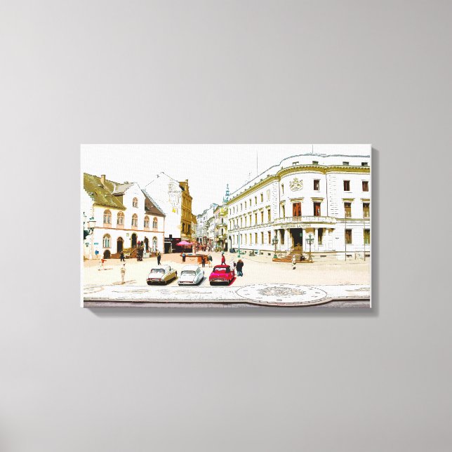 Toile Wiesbaden, place du marché, Street view (Recto)
