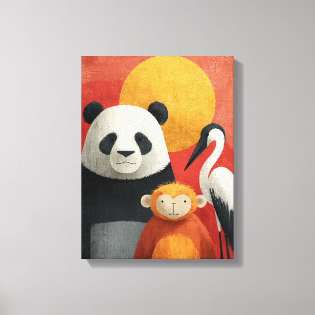Toile Wildlife Portrait | Whimsical Trio (Recto)