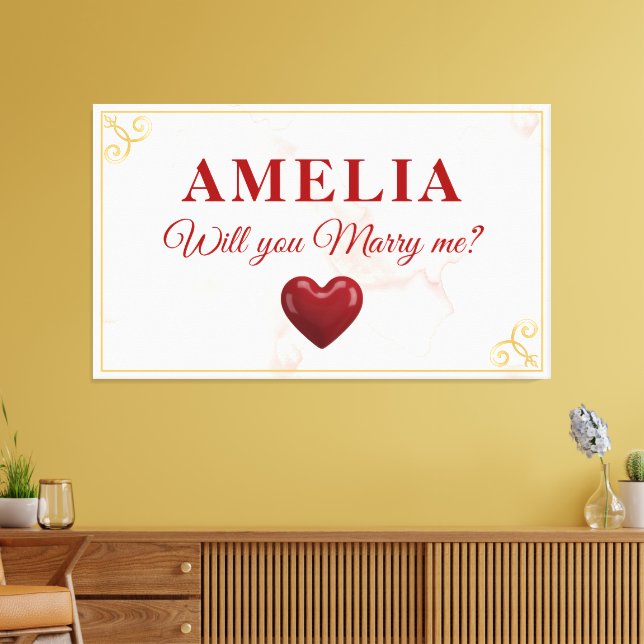 Toile Will you marry me Red Heart Romantic Proposal (Insitu(Salon))