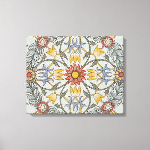 Toile William Morris Floral Circle Flower Illustration