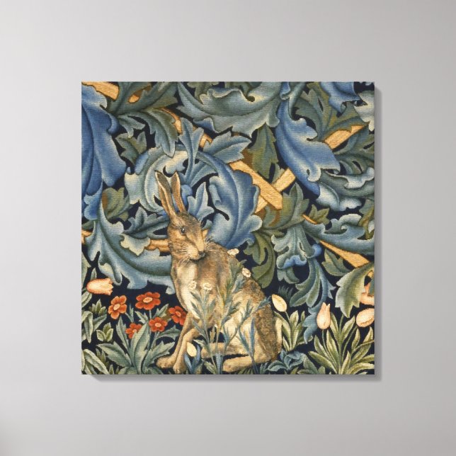 Toile William Morris Forest Rabbit Floral Art (Recto)
