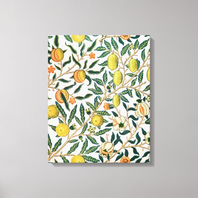 Toile William Morris Fruit grenade Ornement blanc (Recto)