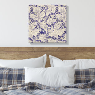 Toile William Morris Motif Giroflée Bleu Antique