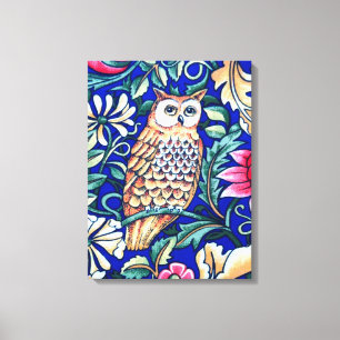 Toile William Morris Owl Tapestry, Beige et Cobalt Blue