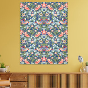Toile William Morris Strawberry Thief Marine Corail