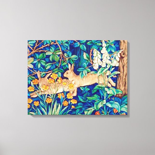 Toile William Morris "Two Hares" - Lapins sauvages (Recto)