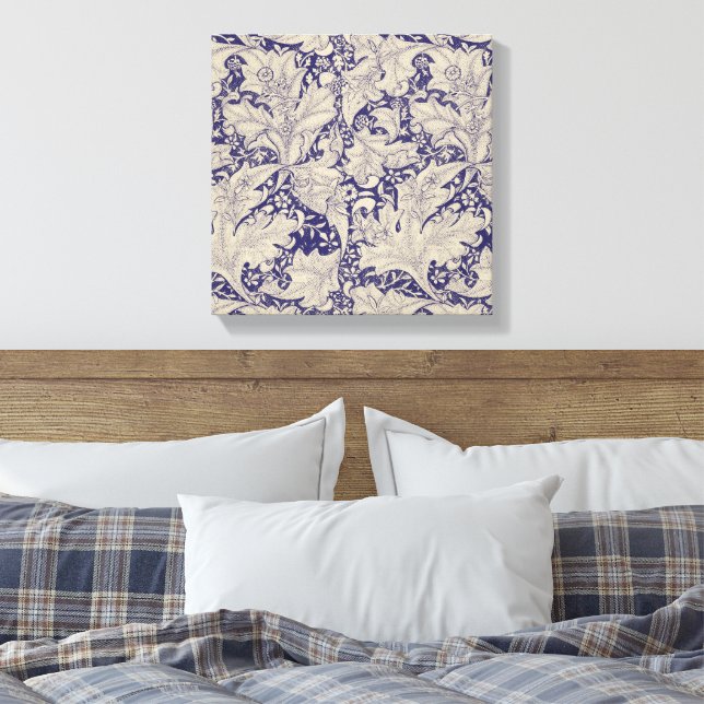 Toile William Morris Wallflower bleu damas floral (Insitu(Chambre))