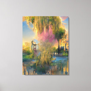 Toile Willow tree of the future au coucher du soleil