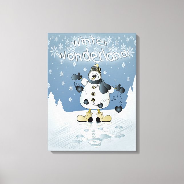 Toile Winter Blue Snowman | Noël (Recto)