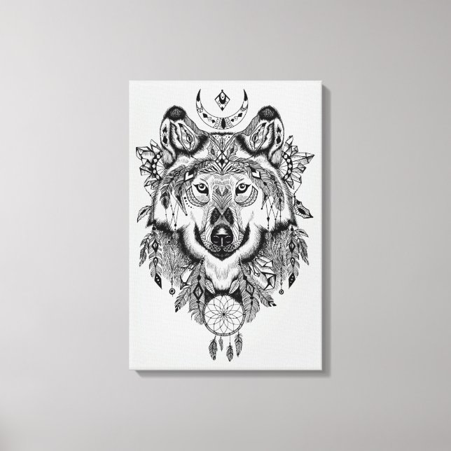 Toile Wolf tribal indien (Recto)