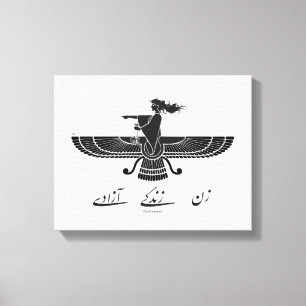 Toile WomanLifeFreedom Faravahar Black Canvas Imprimer