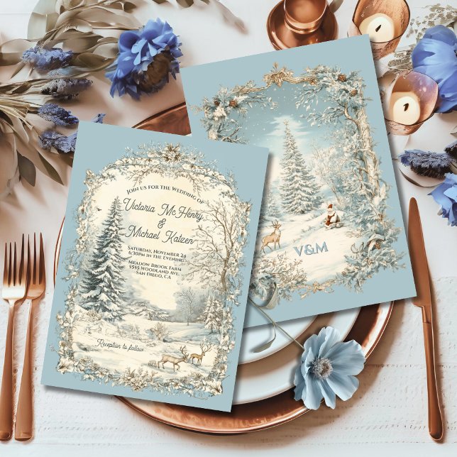 Toile Woodland Winterweihnachtszeit Einladung (Von Creator hochgeladen)
