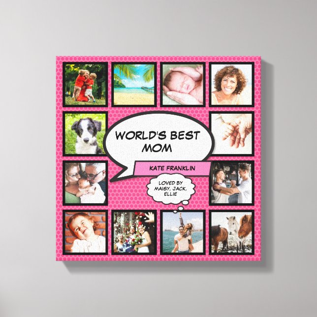 Toile World Best Mom Fun Comic Book Pink Photo (Recto)
