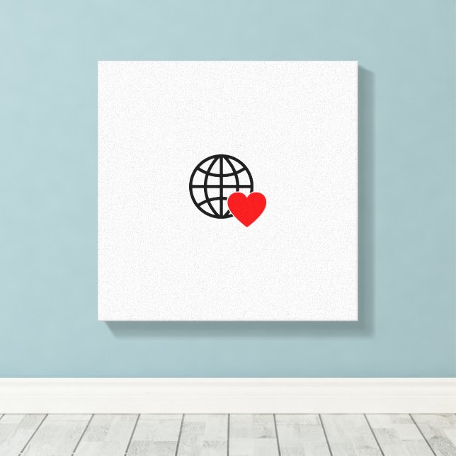 Toile World Love Globe Icon | Heart Earth Summer Design (Insitu (Plancher de Bois))
