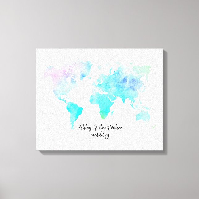 Toile World Map Mariage Livre d'invité Alternative Canva (Recto)