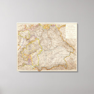 Toile Wurttemberg, Bayern Atlas Carte de l'Allemagne