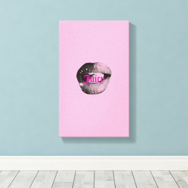 Toile Y2K Lips Portrait – Glossy Aesthetic Pop Art Print (Insitu (Plancher de Bois))