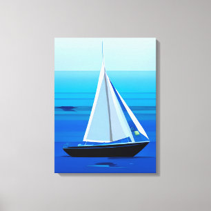 Toile Yacht Sous Voile, Bleu Cobalt